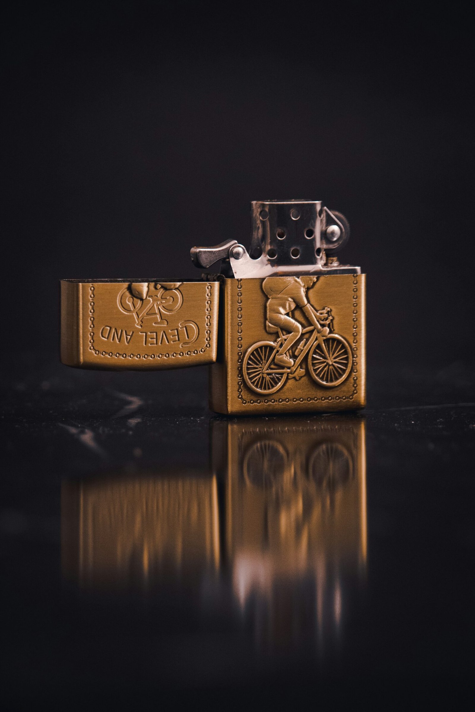 a lighter with a picture of a bicycle on it