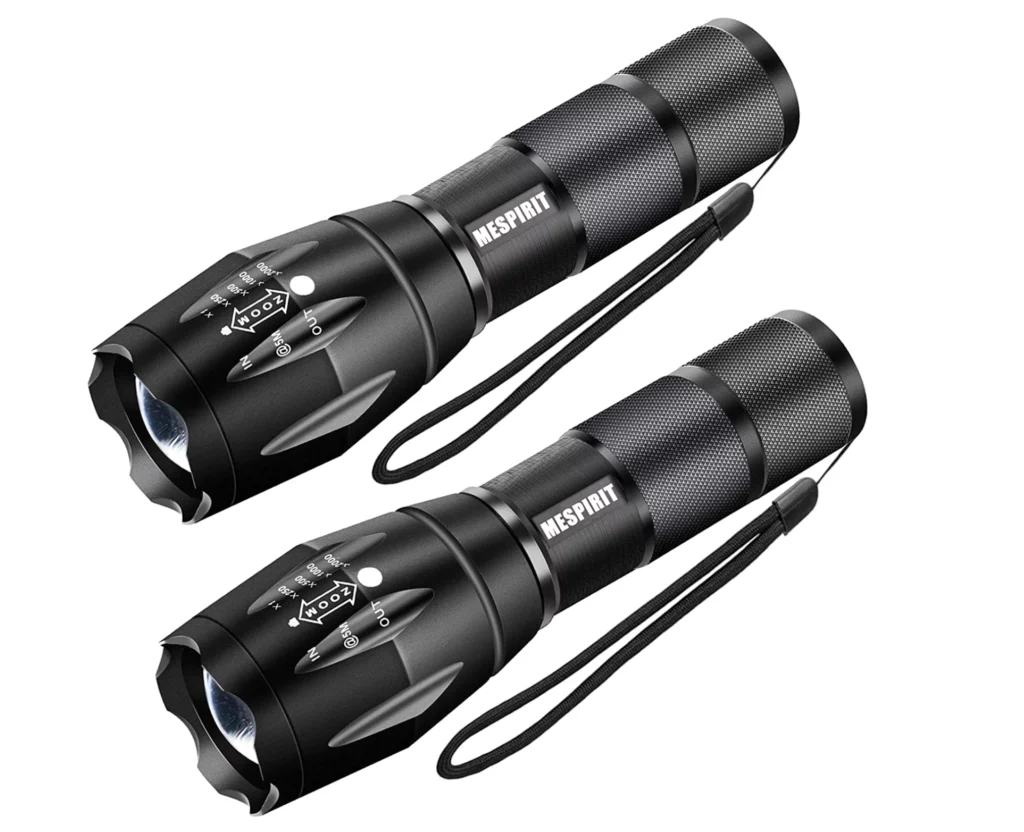 a pair of black flashlights