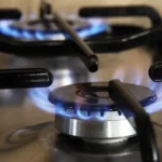 a close-up of a gas stove
