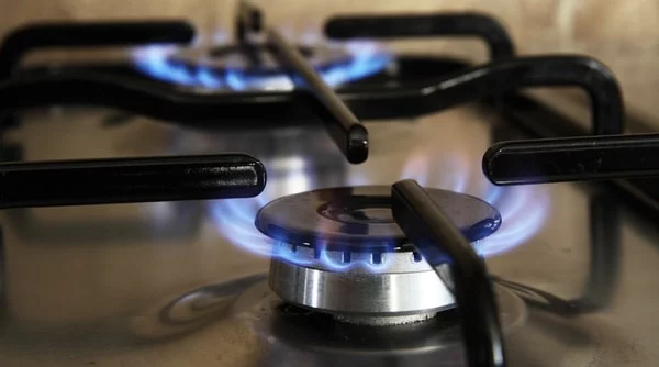 a close-up of a gas stove