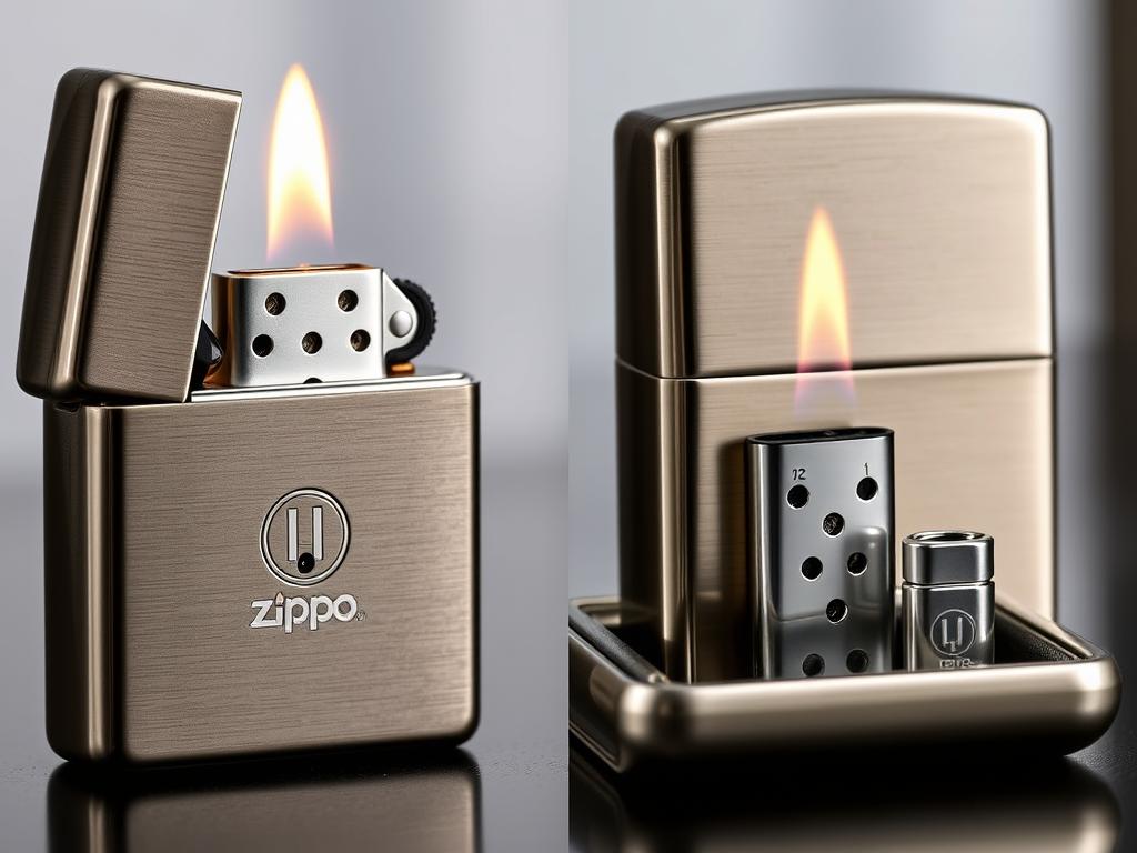 Zippo Butane Lighter Insert shown inside and outside of a Zippo case Zippo Butane Lighter Insert shown inside and outside of a Zippo case