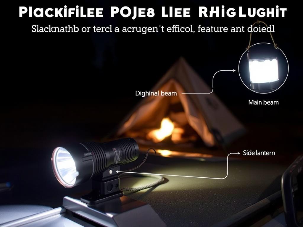 Blackfire magnetic camping torch attached to a metal surface with its side lantern illuminated, showing versatility of best camping torches Blackfire magnetic camping torch attached to a metal surface with its side lantern illuminated, showing versatility of best camping torches