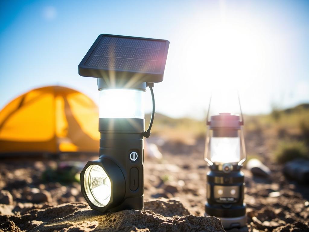 Goal Zero Torch 250 solar camping torch charging in sunlight, highlighting sustainable best camping torches Goal Zero Torch 250 solar camping torch charging in sunlight, highlighting sustainable best camping torches