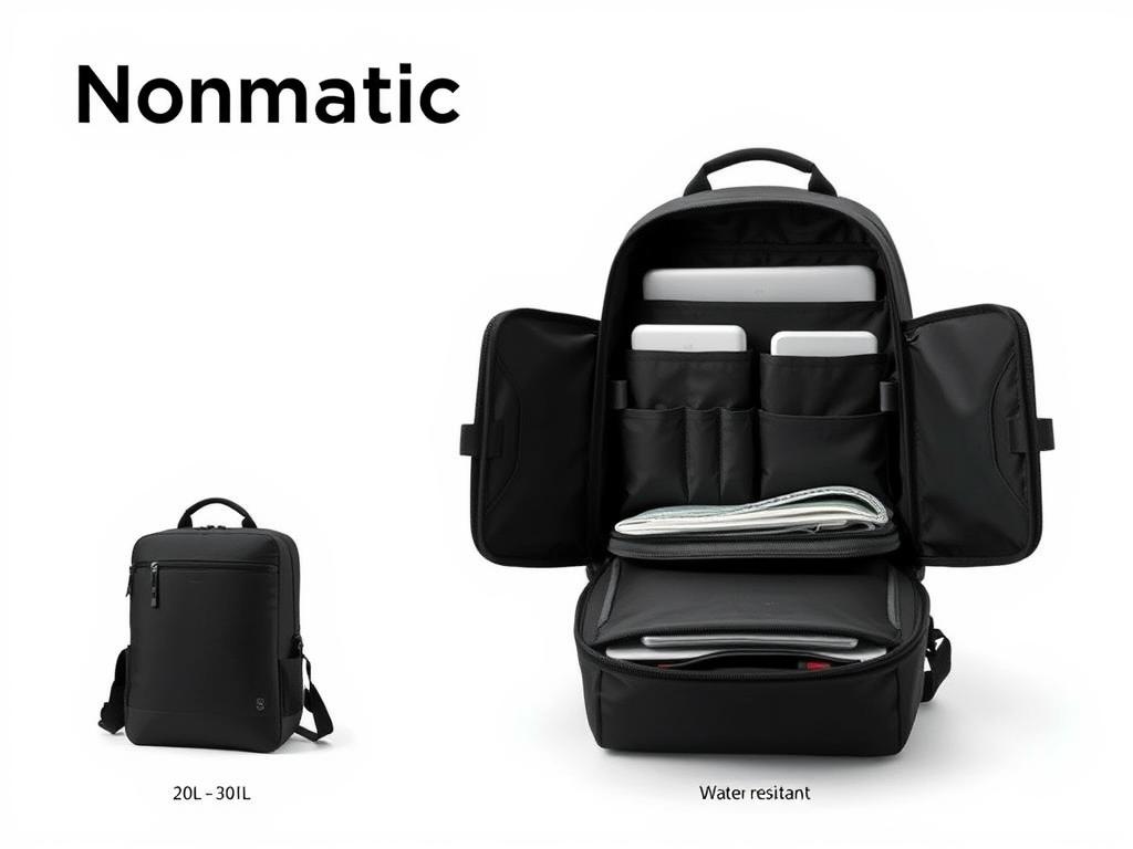 Nomatic Travel Pack showing expandable features and organization Nomatic Travel Pack showing expandable features and organization