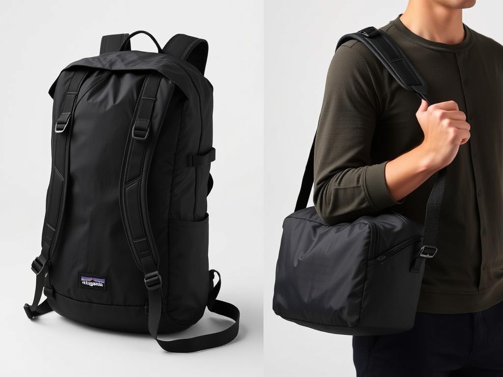 Patagonia Black Hole MLC 45L backpack in black showing multiple carrying options Patagonia Black Hole MLC 45L backpack in black showing multiple carrying options